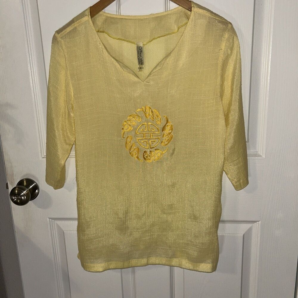 Vintage Silk Tunic Made In Vietnam Airy Beautiful Soft Yellow